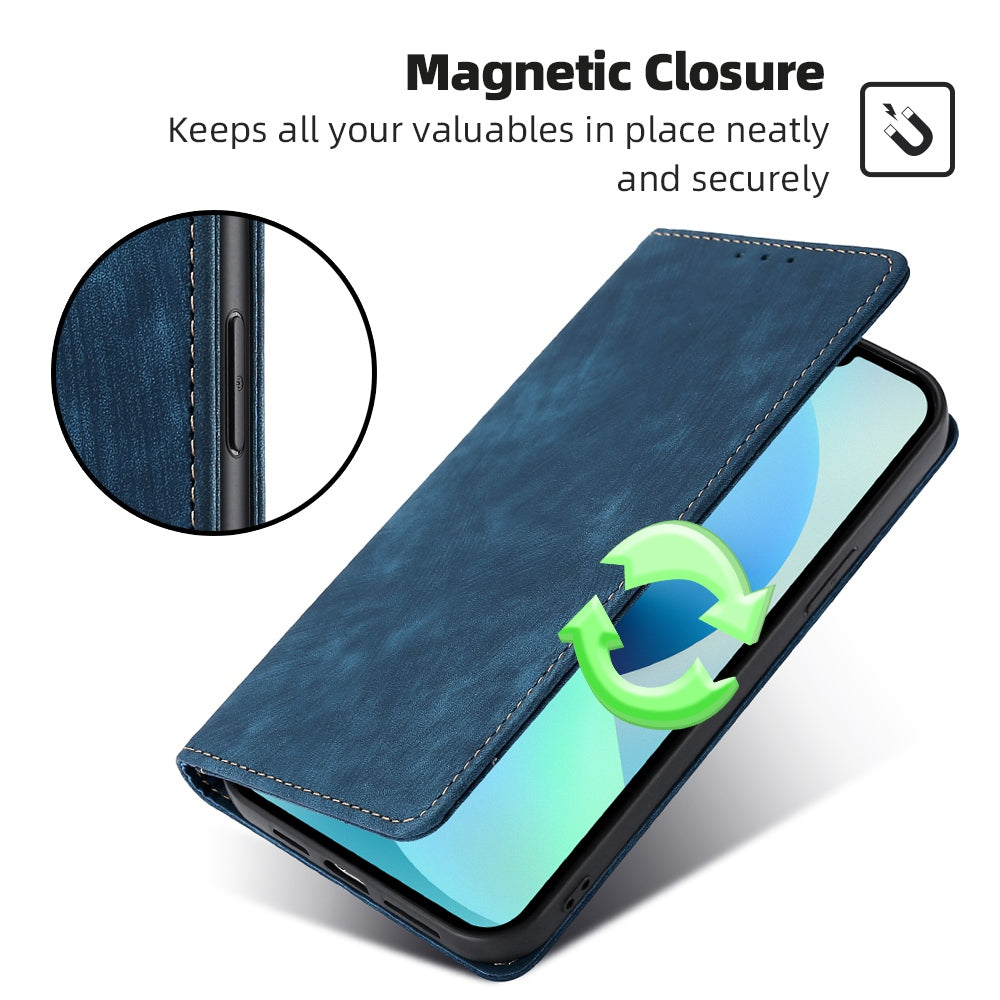 For Samsung Galaxy A25 5G (Global) (161.0 x 76.5 x 8.3mm) Case RFID Blocking PU Leather+TPU Wallet Phone Cover - Blue For Samsung Galaxy A25 5G (Global) (161.0 x 76.5 x 8.3mm) Case RFID Blocking PU Leather+TPU Wallet Phone Cover - Blue